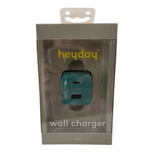Heyday Bright Teal Dual-Port Wall Charger | USB-C + USB-A